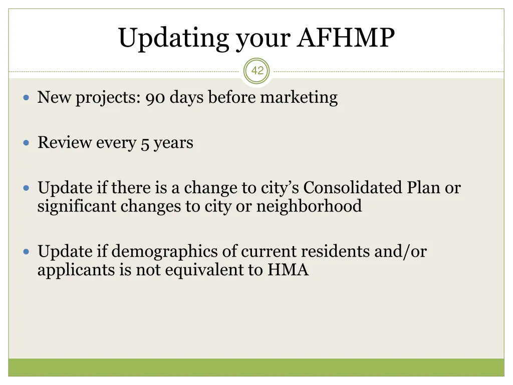 updating your afhmp