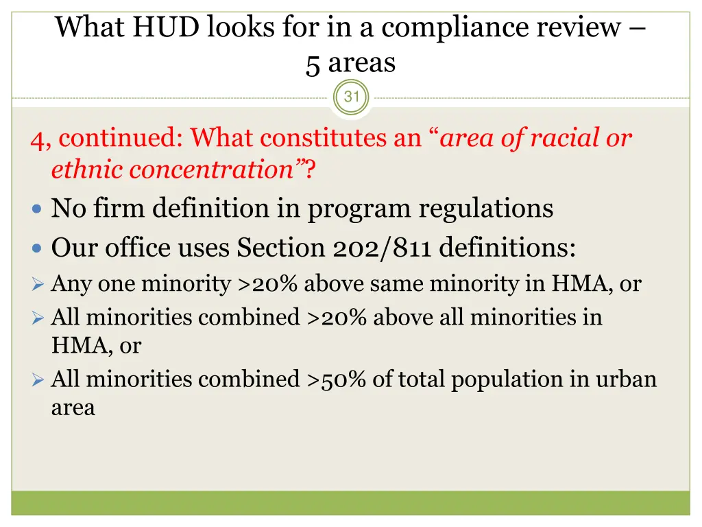 what hud looks for in a compliance review 5 areas 4
