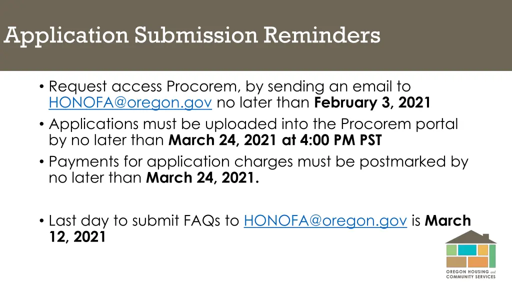 application submission reminders