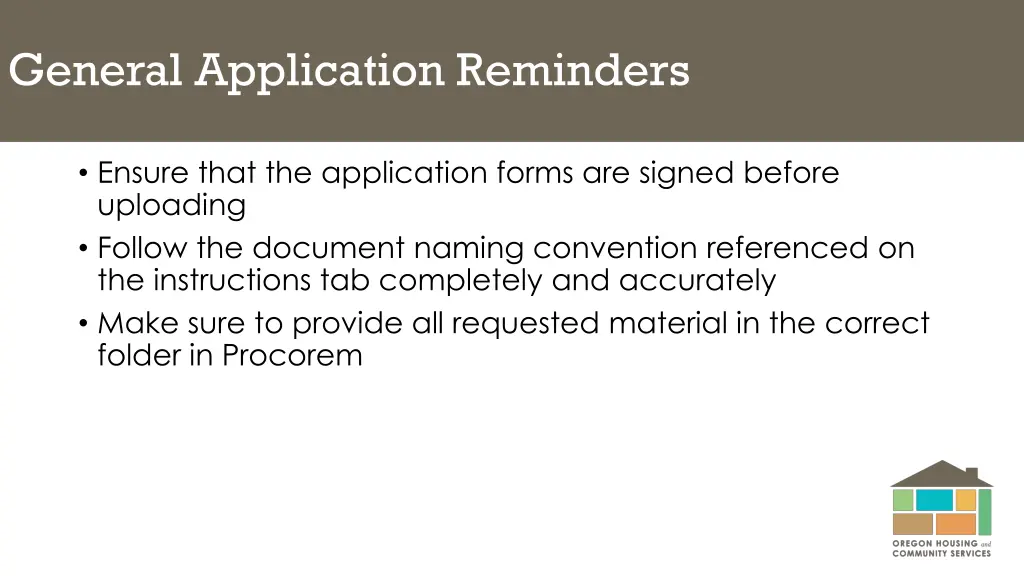 general application reminders