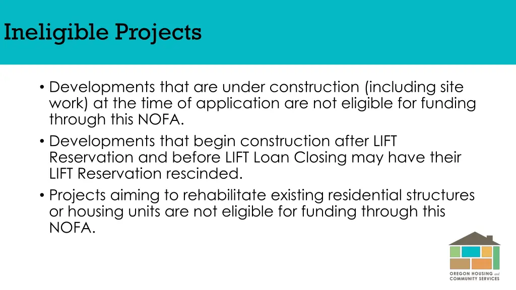 ineligible projects