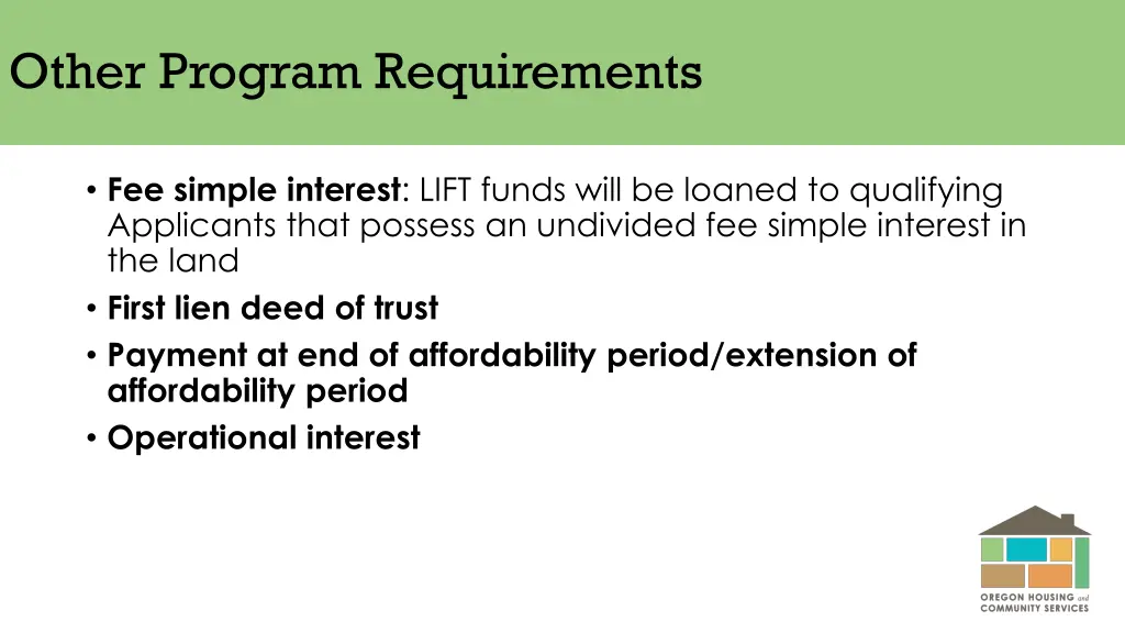 other program requirements