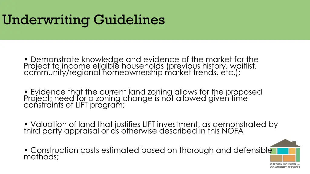 underwriting guidelines 1