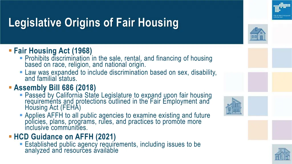 legislative origins of fair housing