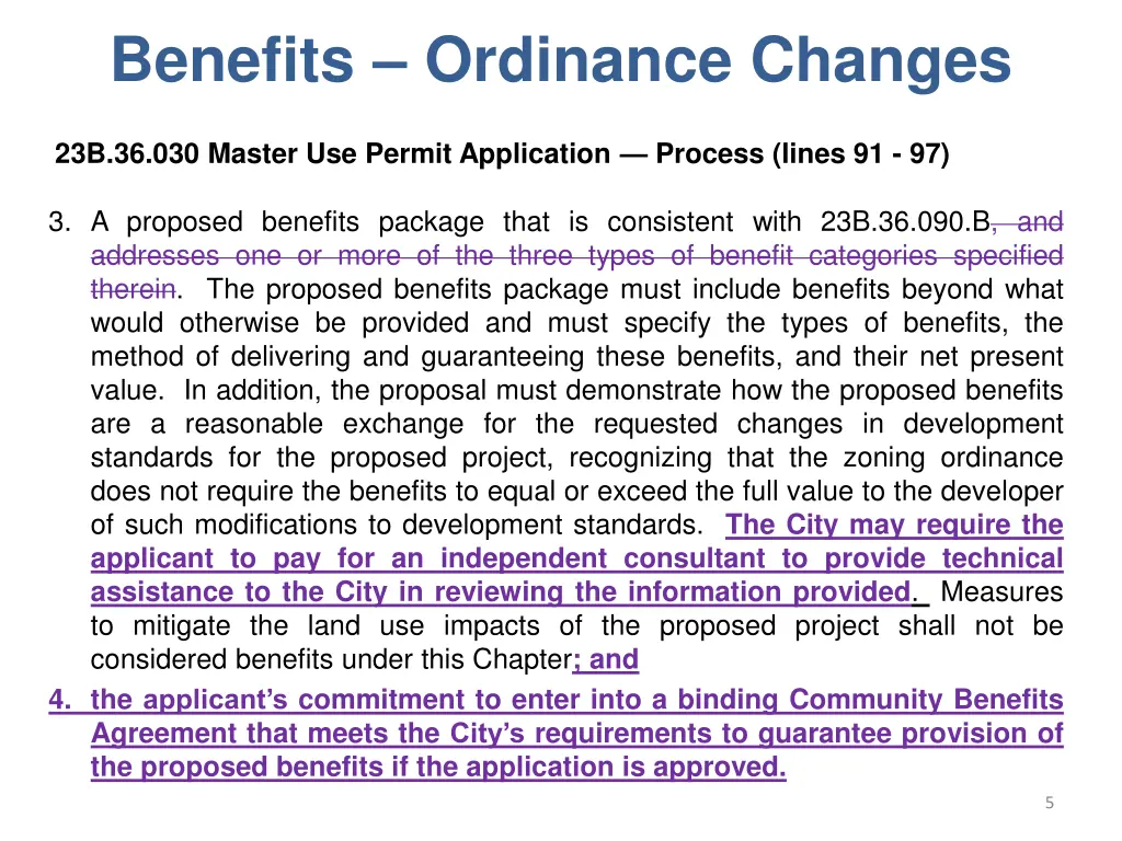 benefits ordinance changes 1