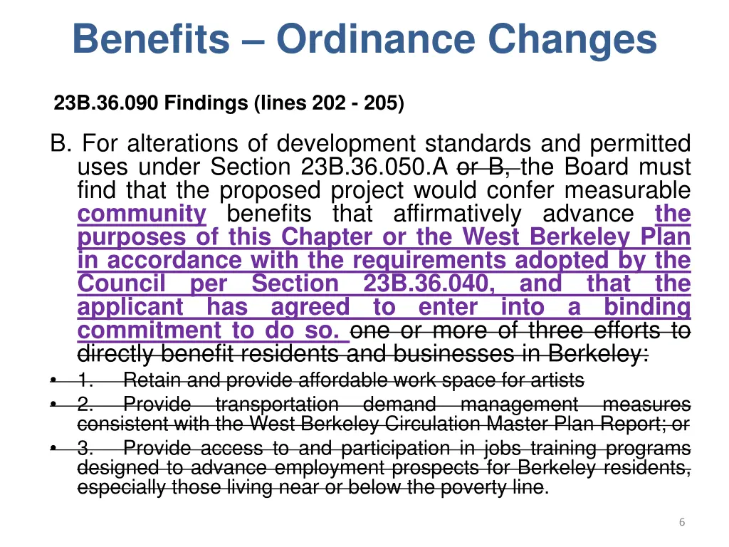 benefits ordinance changes 2