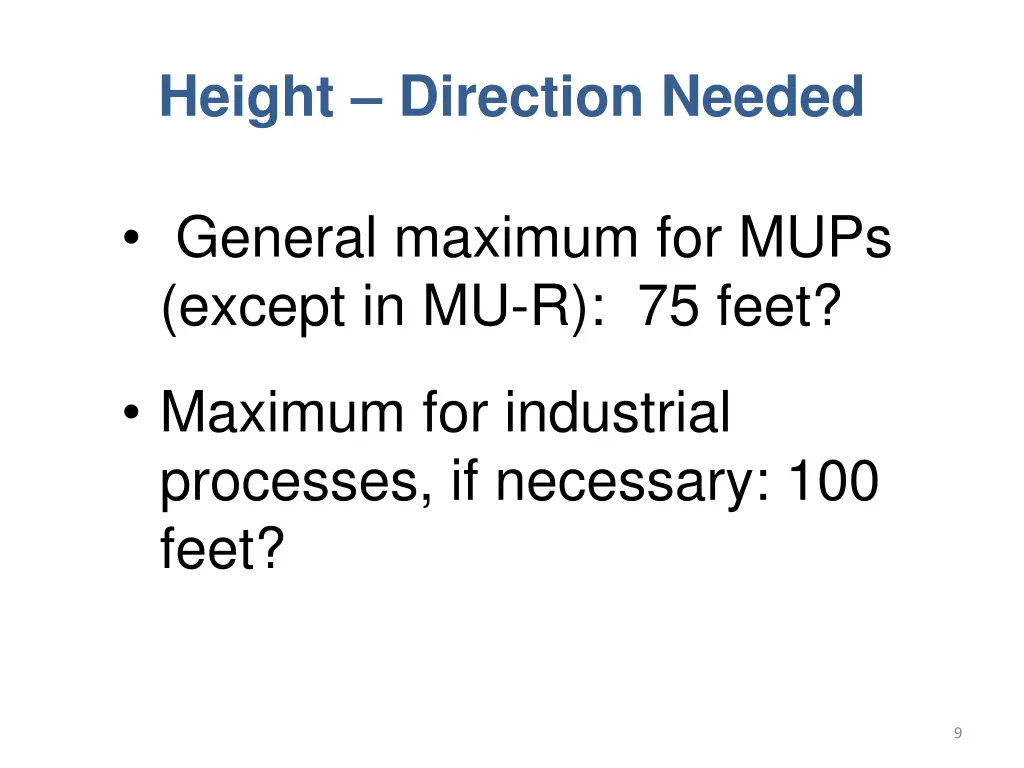 height direction needed