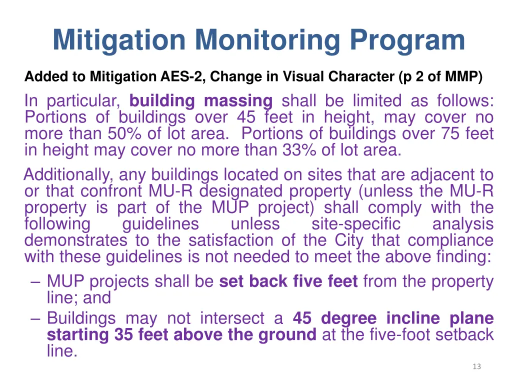 mitigation monitoring program