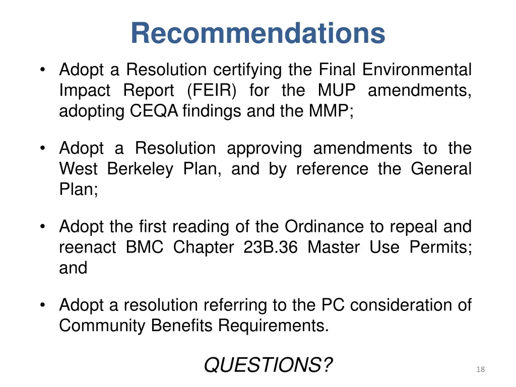 recommendations
