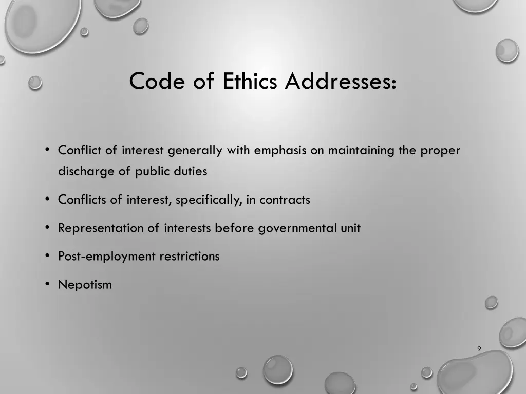 code of ethics addresses 1