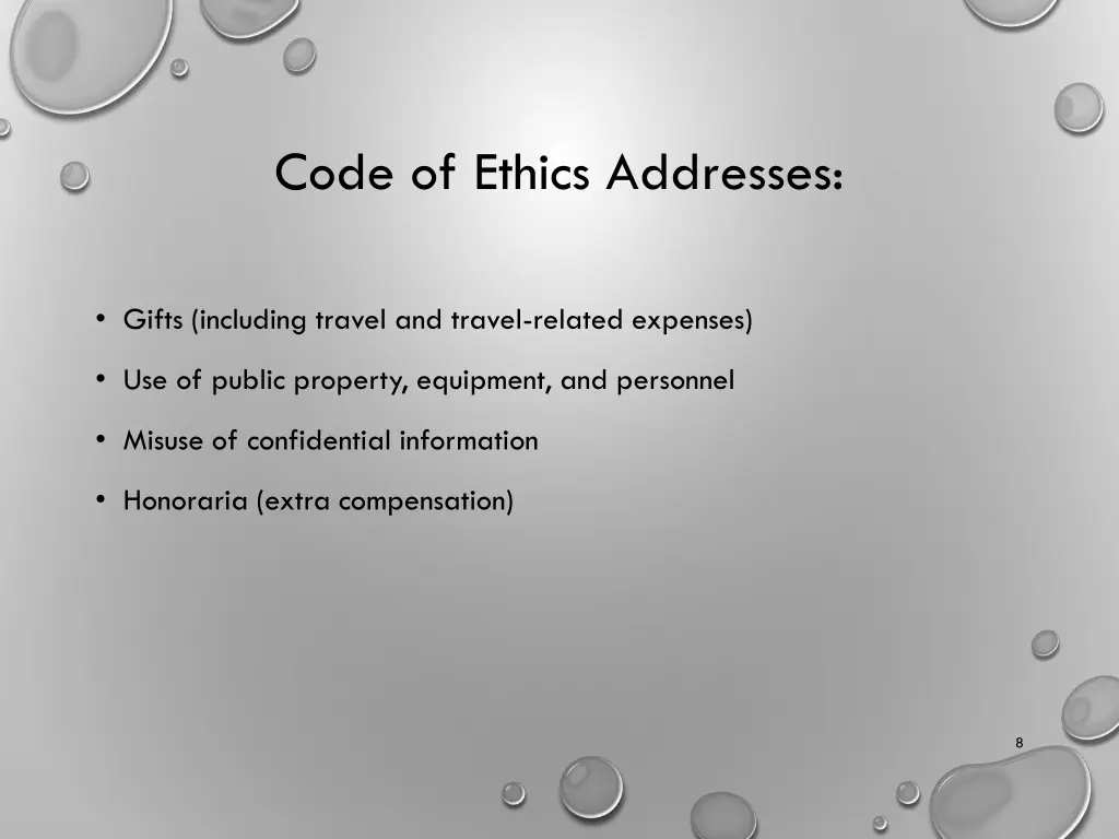 code of ethics addresses