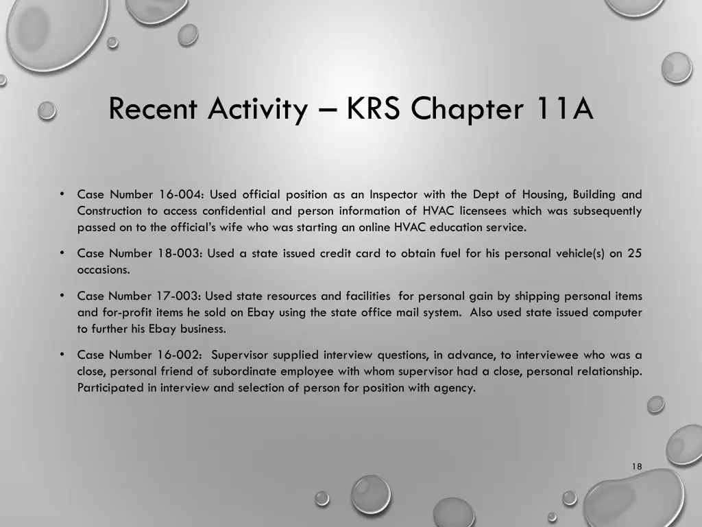 recent activity krs chapter 11a