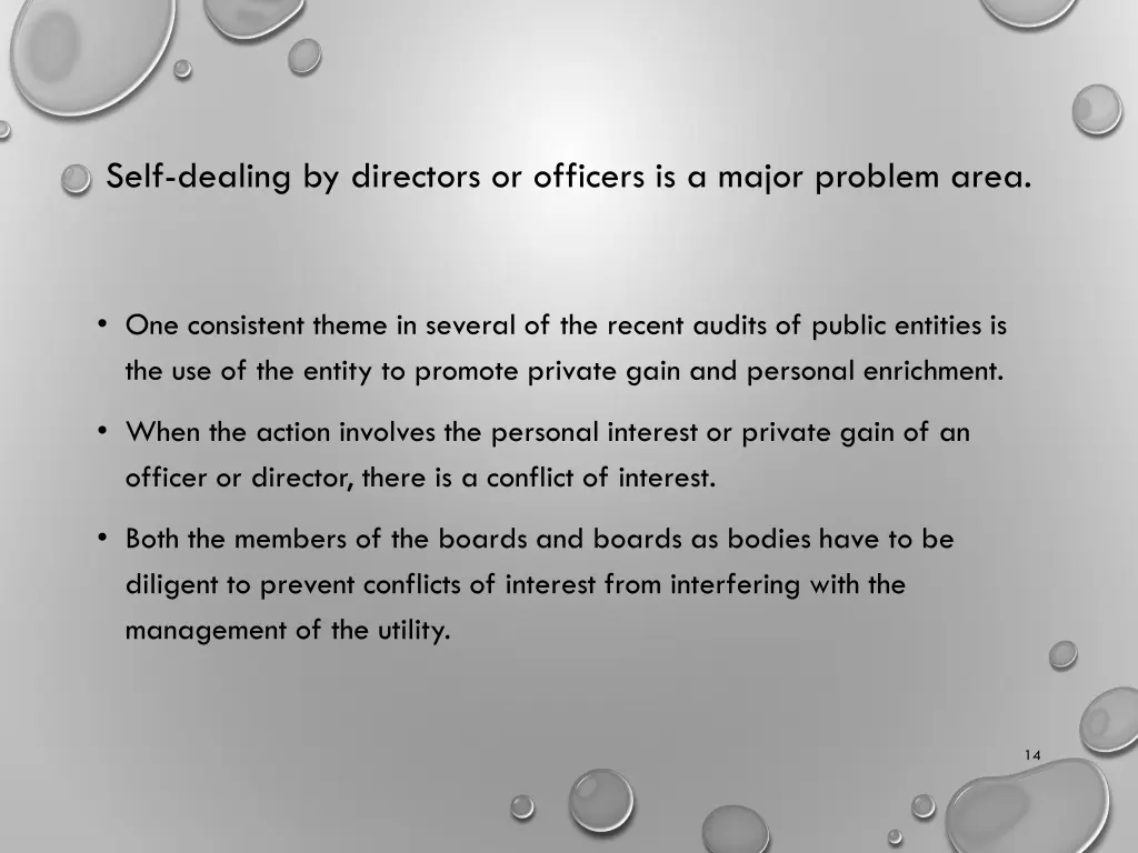 self dealing by directors or officers is a major