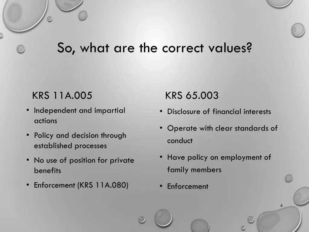 so what are the correct values