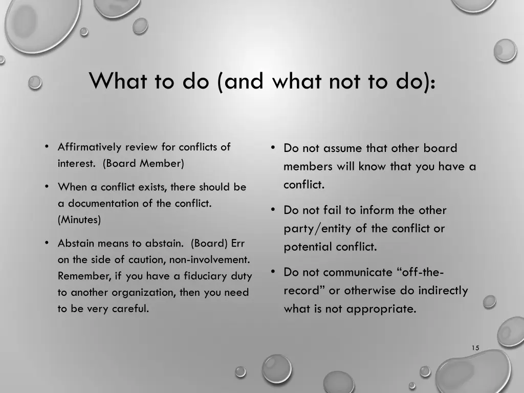 what to do and what not to do
