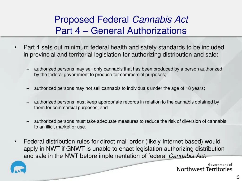 proposed federal cannabis act part 4 general