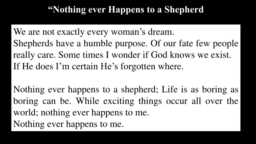 nothing ever happens to a shepherd 1