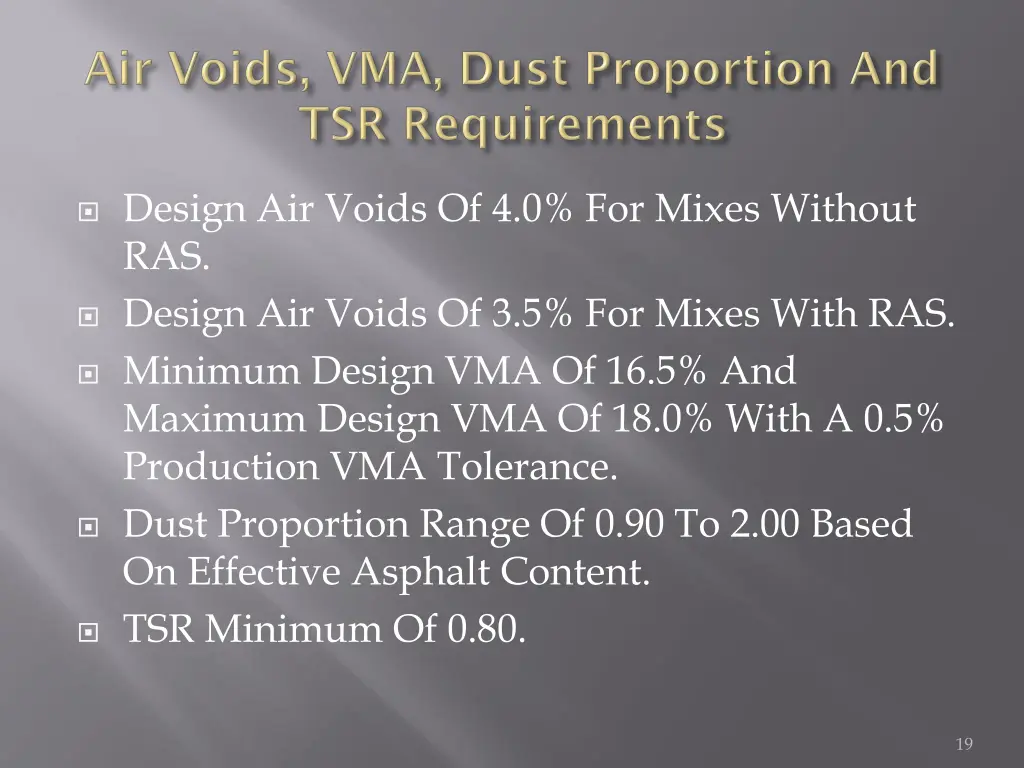 design air voids of 4 0 for mixes without