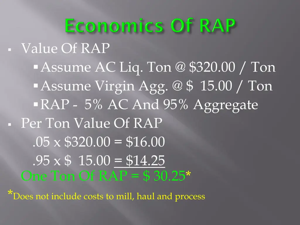 value of rap assume