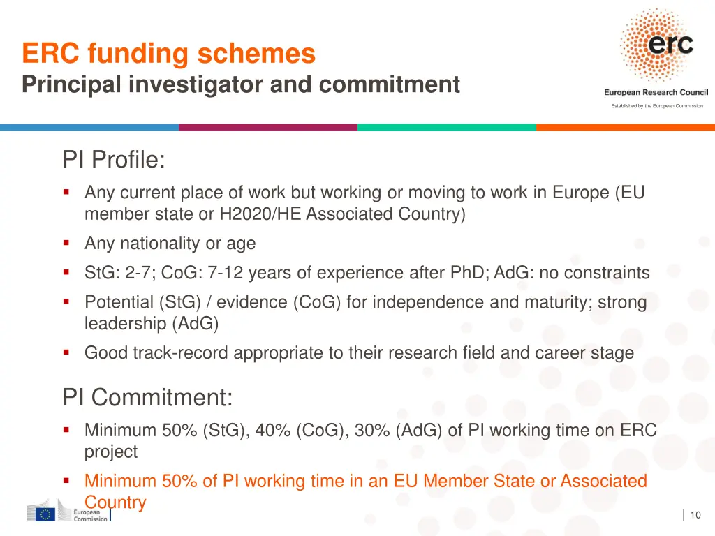 erc funding schemes principal investigator
