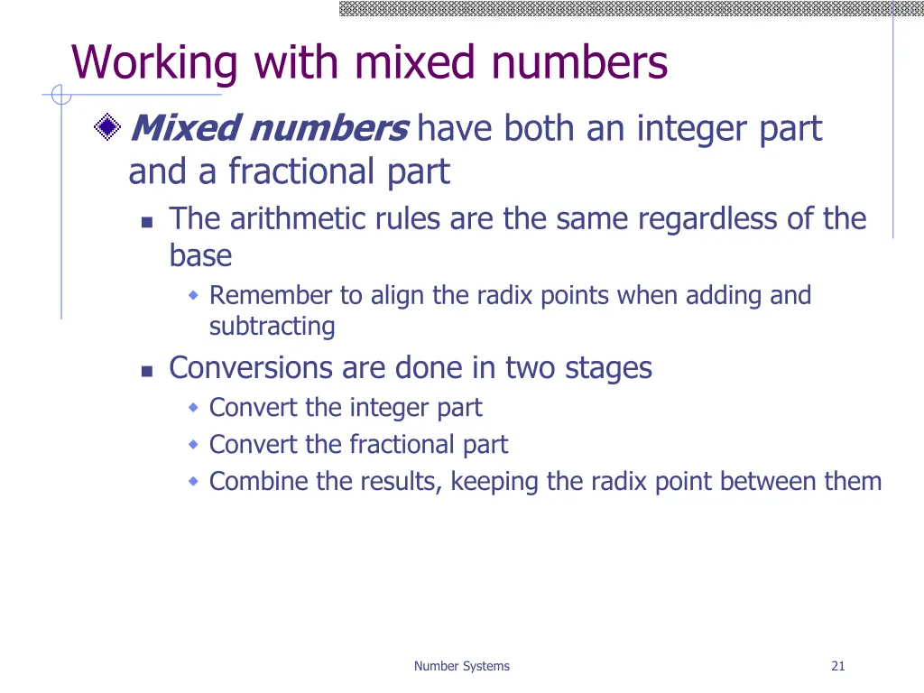 working with mixed numbers mixed numbers have
