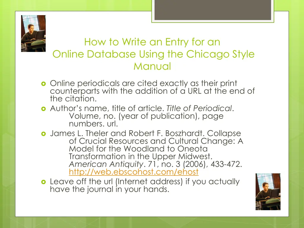 how to write an entry for an online database