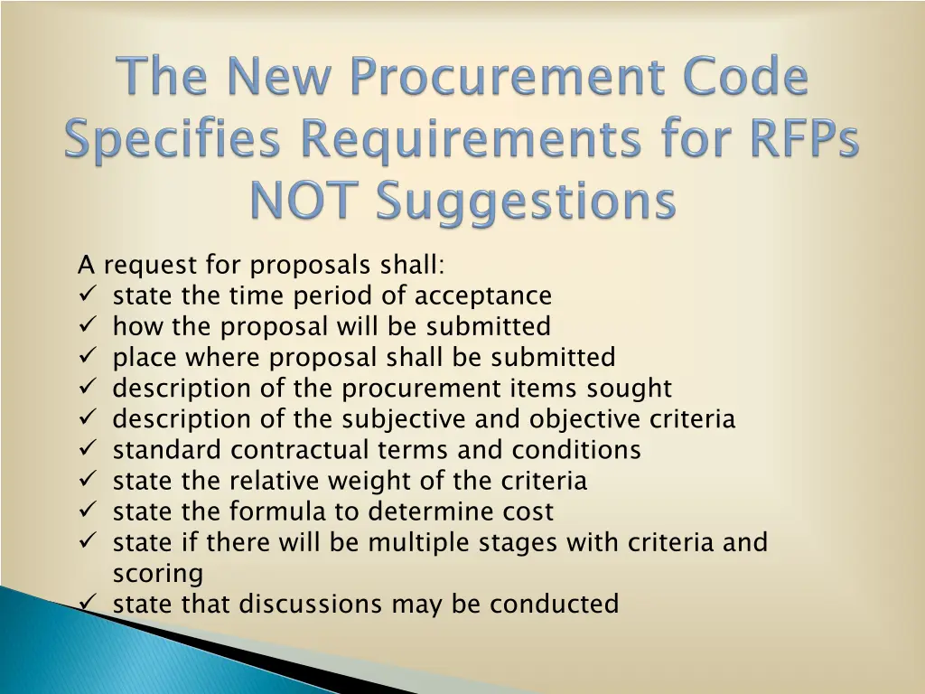 a request for proposals shall state the time