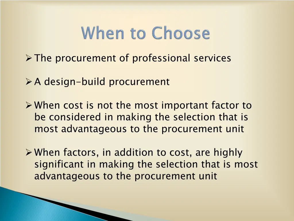 the procurement of professional services