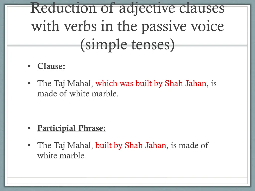 reduction of adjective clauses with verbs 1