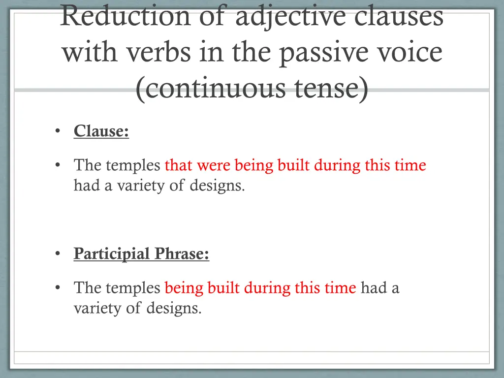 reduction of adjective clauses with verbs 2
