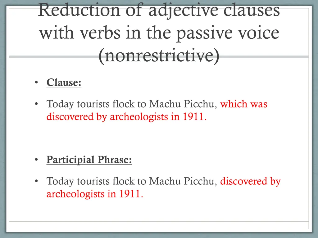 reduction of adjective clauses with verbs 3