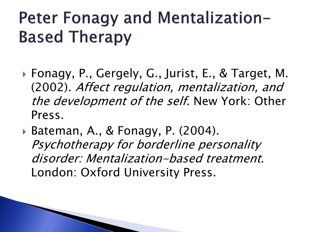 fonagy p gergely g jurist e target m 2002 affect