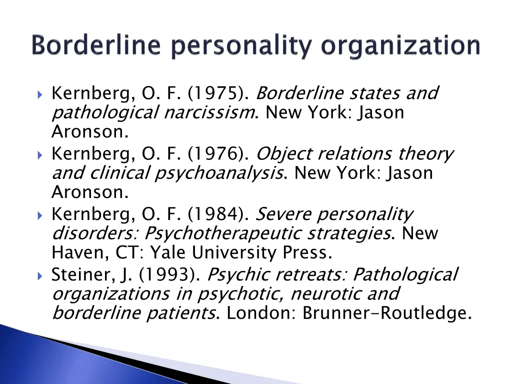 kernberg o f 1975 borderline states