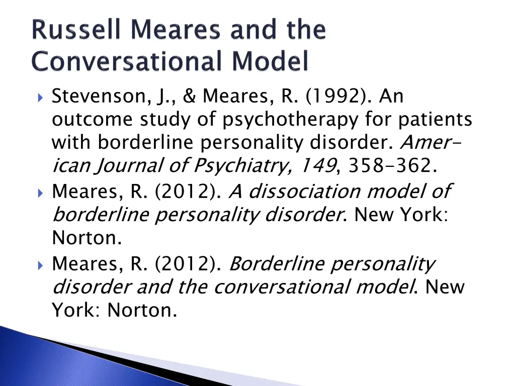 stevenson j meares r 1992 an outcome study