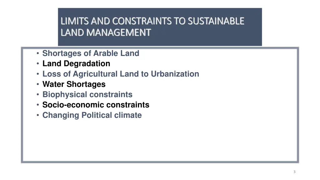 limits and constraints to sustainable limits