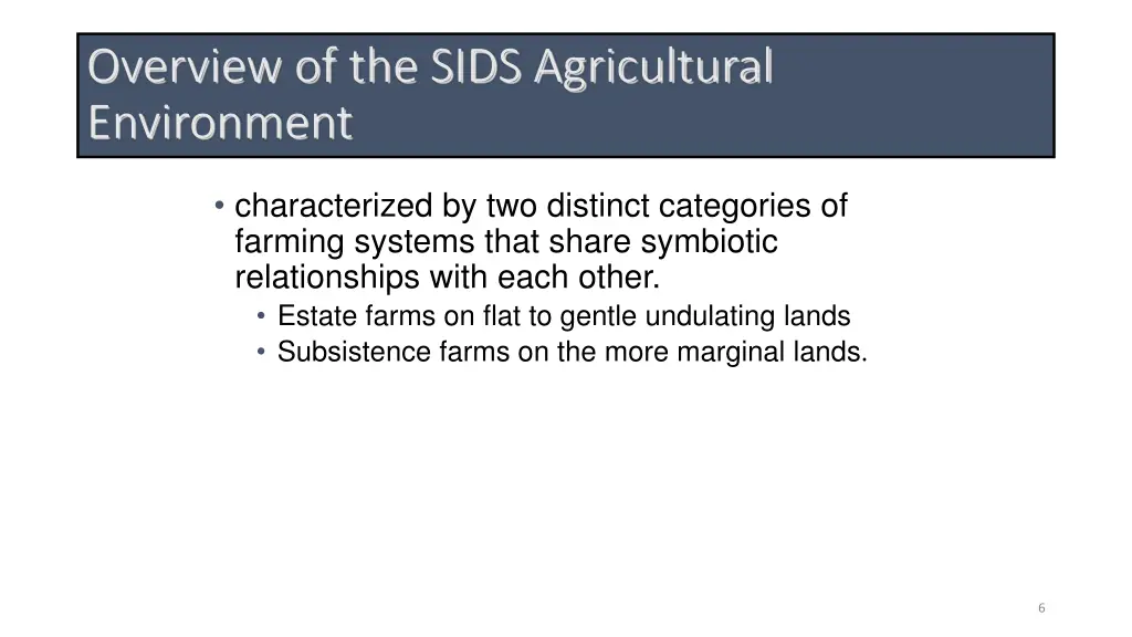 overview of the sids agricultural environment