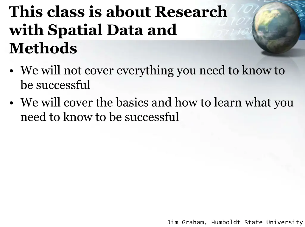 this class is about research with spatial data
