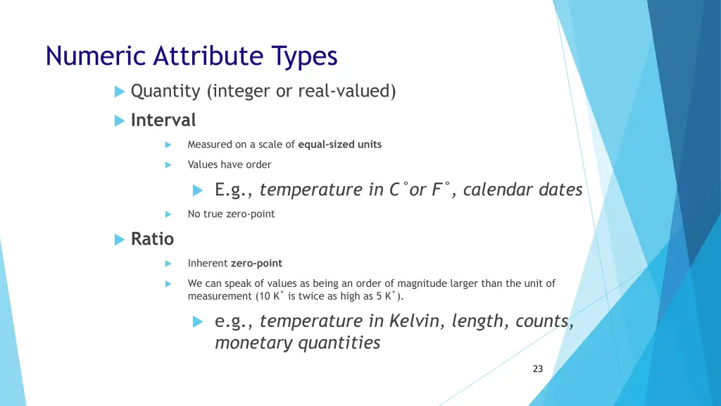 numeric attribute types