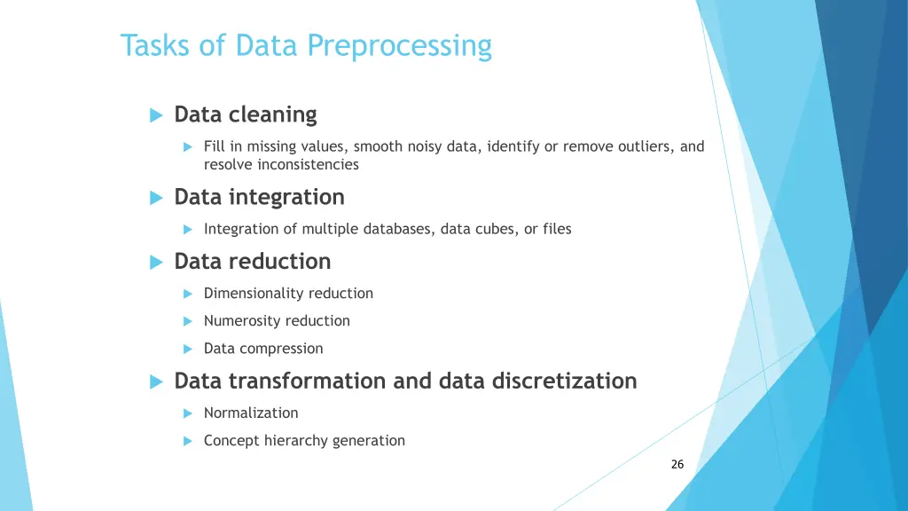 tasks of data preprocessing