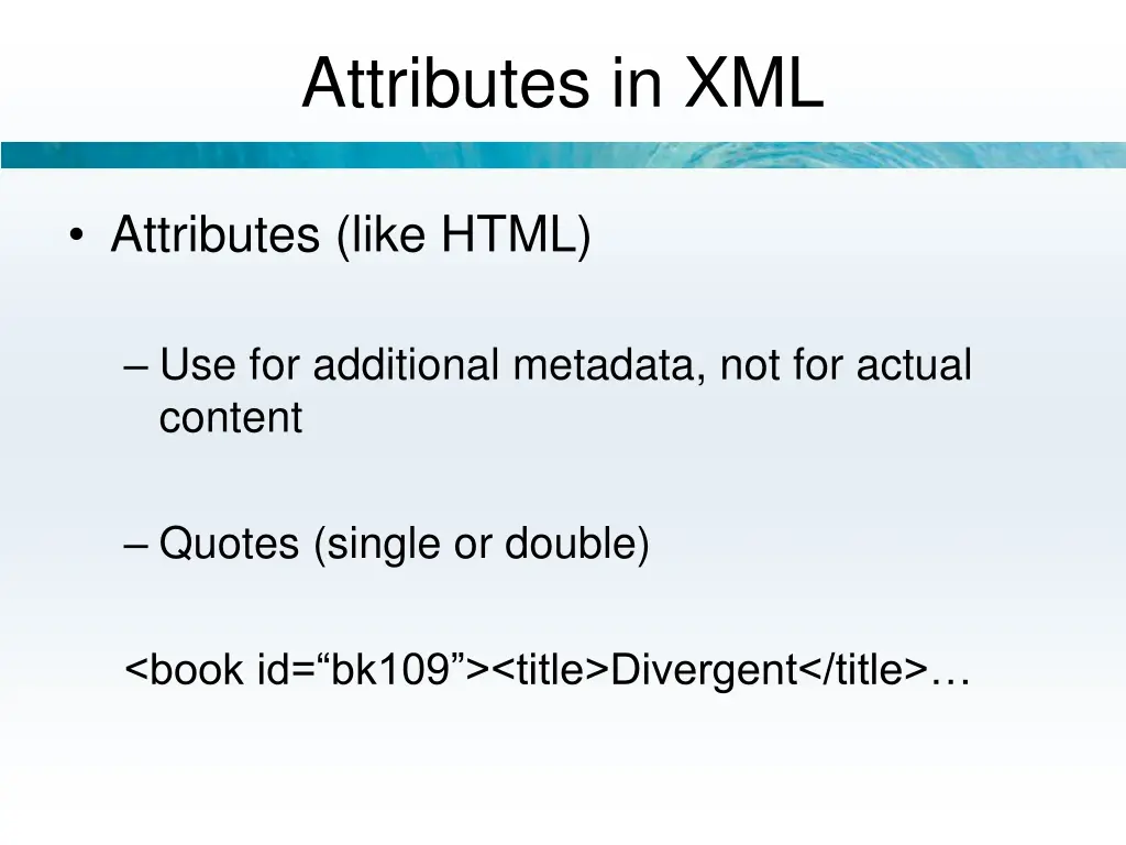 attributes in xml