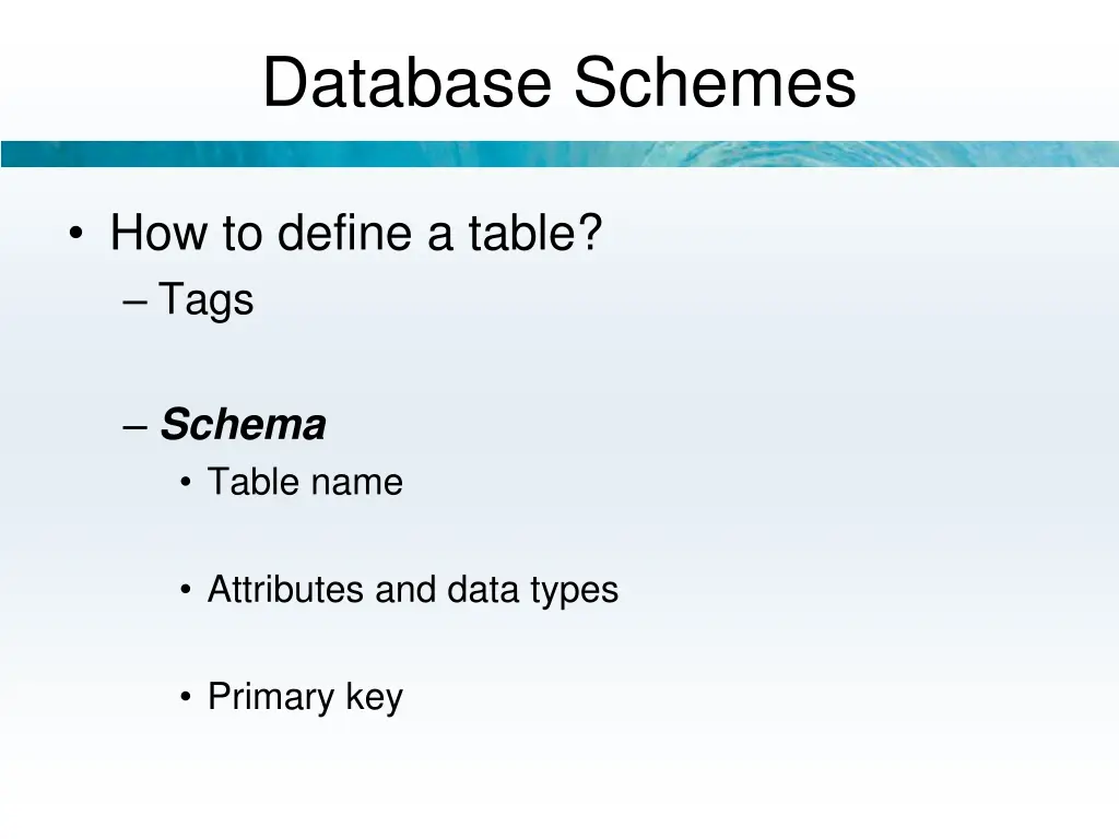 database schemes