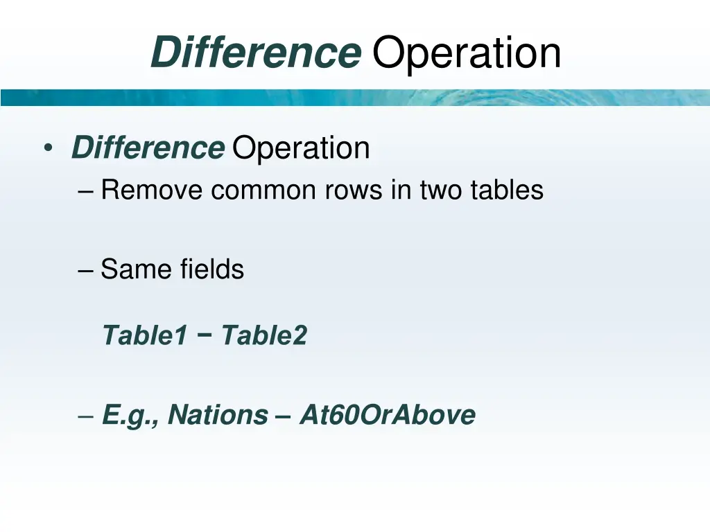 difference operation