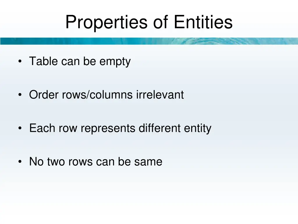 properties of entities