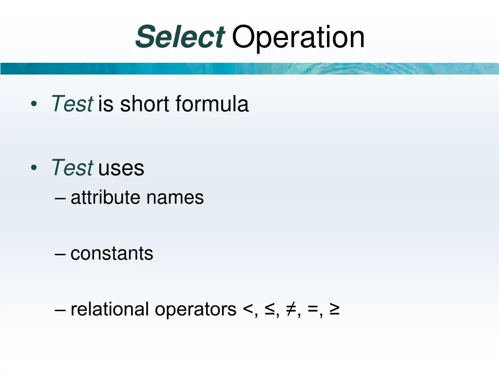 select operation 1