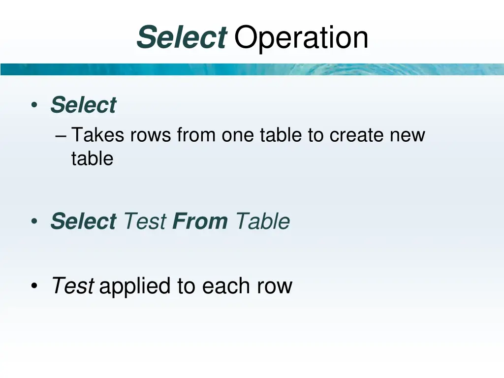 select operation