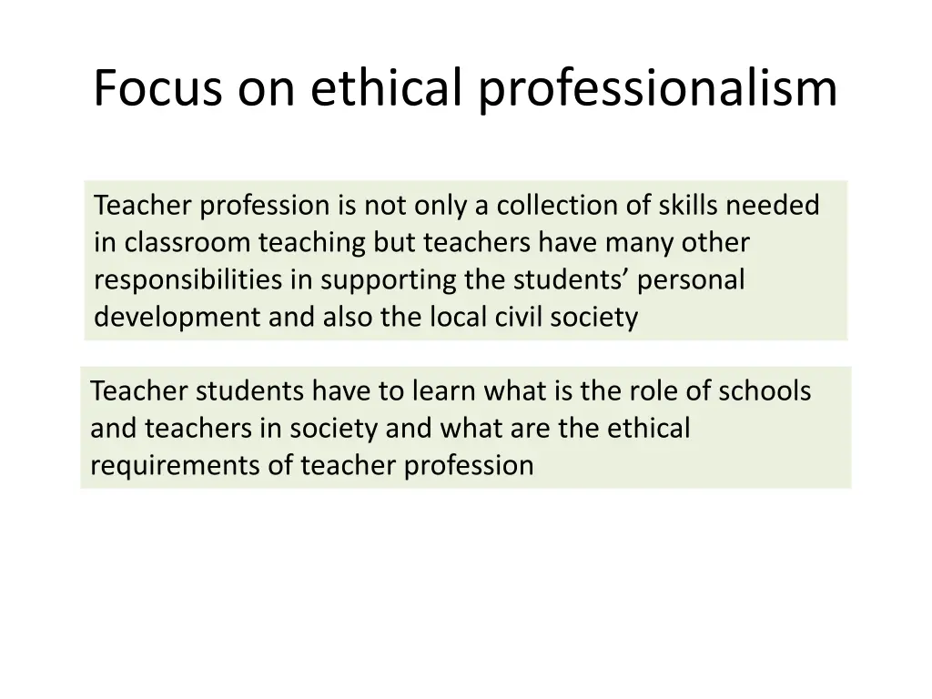 focus on ethical professionalism