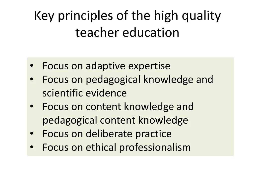 key principles of the high quality teacher