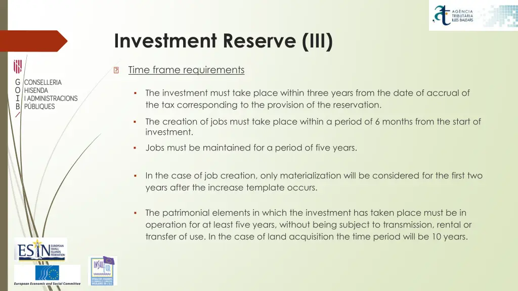 investment reserve iii