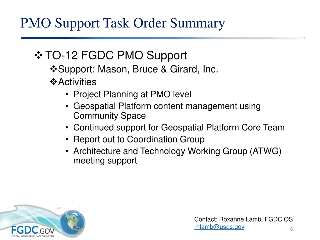 pmo support task order summary