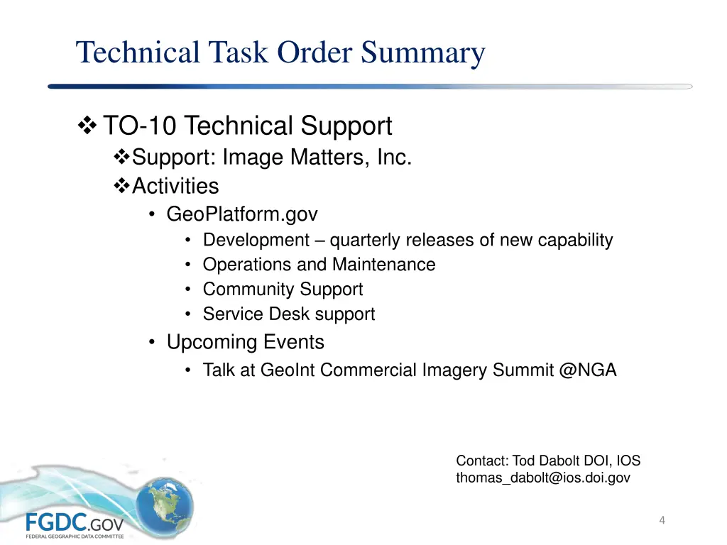 technical task order summary